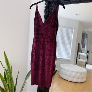 Fashion Nova | Women’s Maroon Velvet Late to the Party Dress